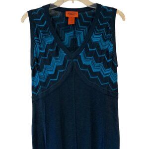 Missoni For Target 2011 Womens Maxi Dress Size Medium Blue Chevron Knit V Neck